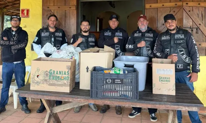 Moto clube de Franca realiza entrega de alimentos à clínica de reabilitação