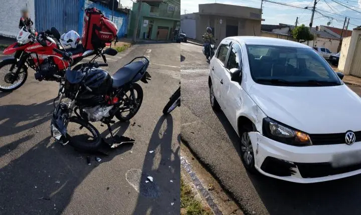 Motociclista sofre fratura após colisão com carro na vila “Tião”