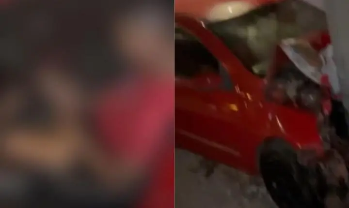 Motorista arrebenta carro em poste no Ana Dorothéa