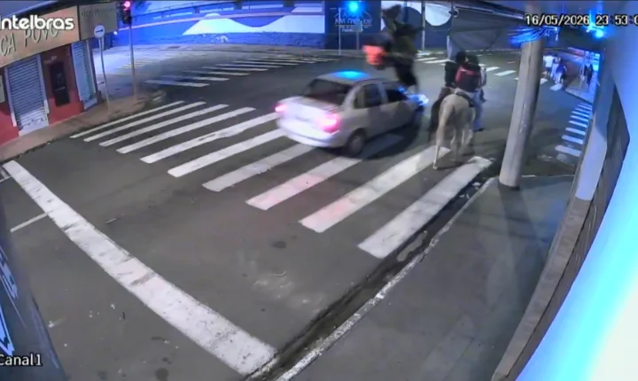 Câmeras registram cavalo sendo atropelado por carro na Vila Nova