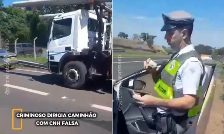 Polícia Rodoviária flagra homem dirigindo caminhão com CNH falsa 